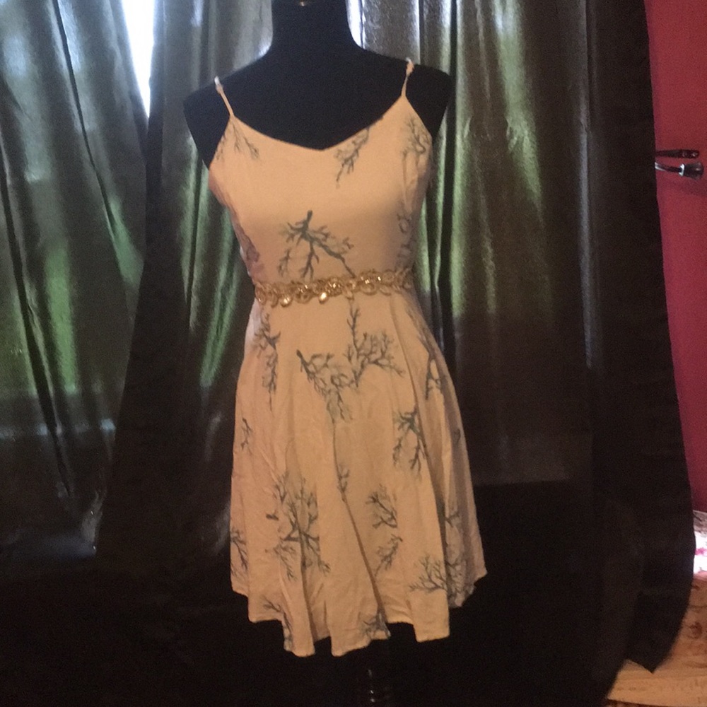 White and blue old navy fit and flare dress